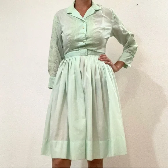 Vintage Dresses Evie Adams Dallas Vintage Mint Green 95 Dress